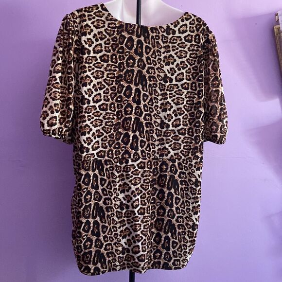 Siren Lily Plus Size 2XL Animal Print Blouse Top Shirt Women's Leopard - Picture 2 of 4